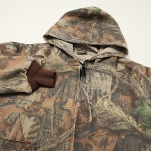 Vintage Spartan Jacket Mens Lightweight Hoodie Timber Camo Full Zip Hunting